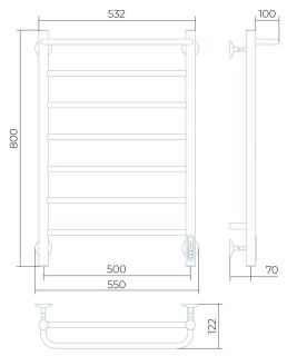 Электрический полотенцесушитель Larusso Прайм 4670078536563 П7 50x80см белый матовый 4670078536563